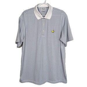 Masters Performance Augusta National Polo Shirt L White Blue‎ Striped Stretch
